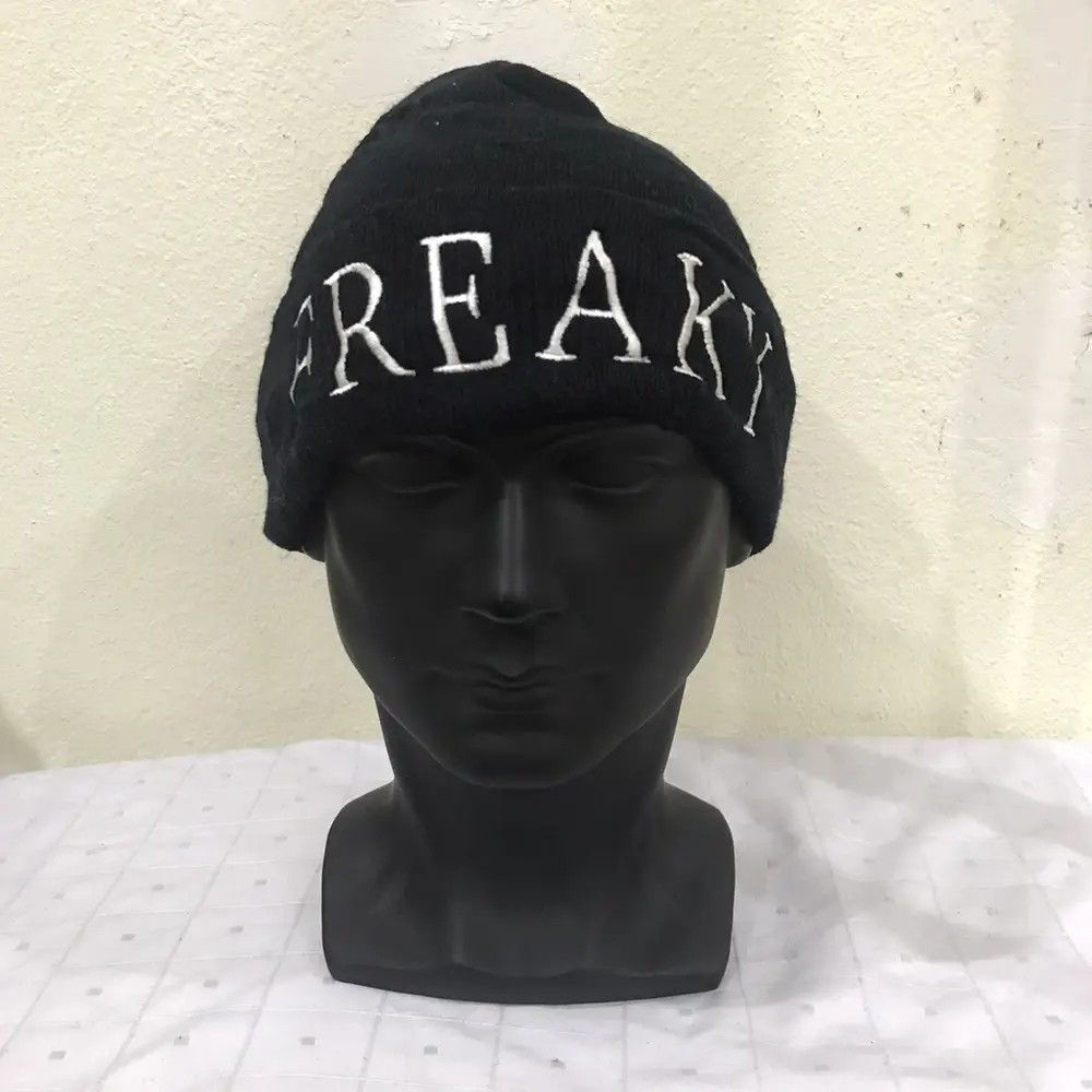 Japanese Brand Freaky Spellout Beanie Hat Size ONE SIZE - 2 Thumbnail