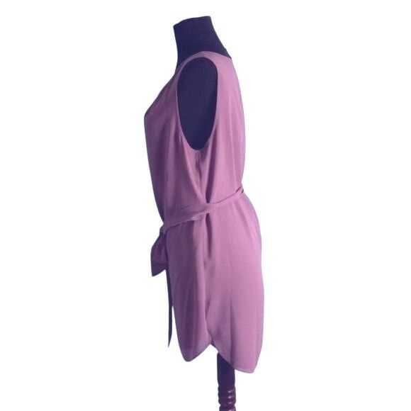 White House Black Market WHBM M Tunic Blouse Tank Top Purple Sleeveless Tie Waist Not Size M / US 6-8 / IT 42-44 - 8 Thumbnail