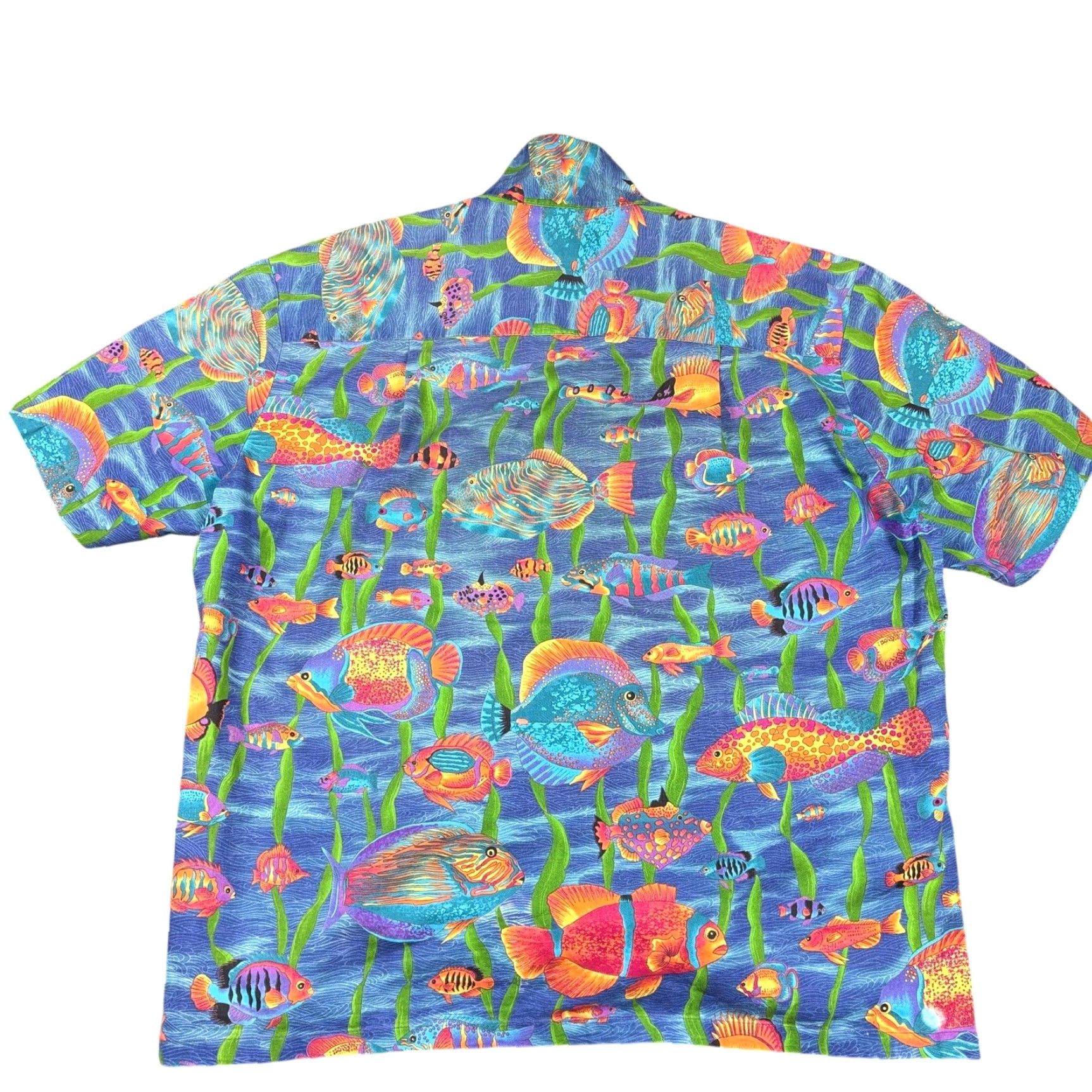 Paradise Found VTG Paradise Found Hawaiian Shirt Men XL Blue Marine Fish Print Aloha Made in USA Short Sleeve Button-Up 3/4 Sleeve? Size US XL / EU 56 / 4 - 2 Thumbnail