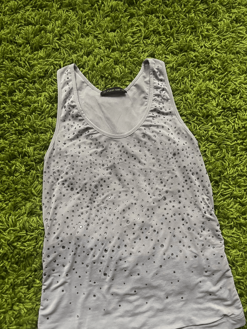 plein sud Late 1990s Waterdrop Embellished Tank Top Size S / US 4 / IT 40 - 2 Thumbnail