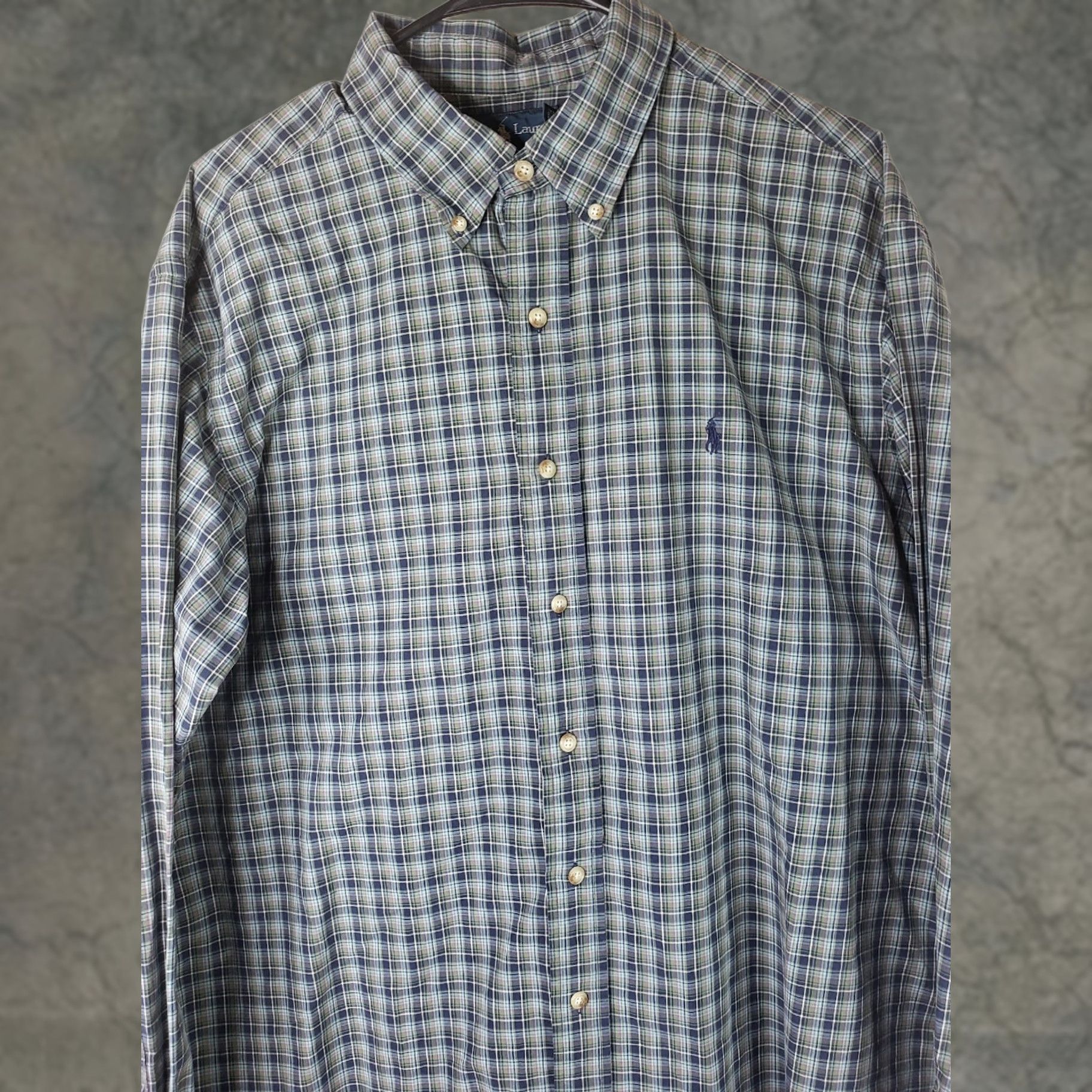 Ralph Lauren Ralph Lauren Shirt Button-Up Plaid Green Blue Cotton Pony Preppy Mens Large Regular Fit XL Size US XL / EU 56 / 4 - 1 Thumbnail