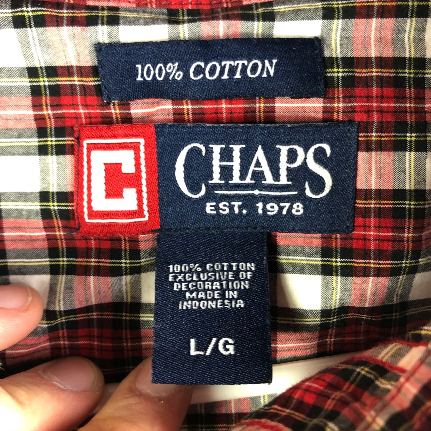 Chaps Chaps Mens Large Red Plaid Long Sleeve Button-Down Collared Shirt Size US L / EU 52-54 / 3 - 7 Thumbnail