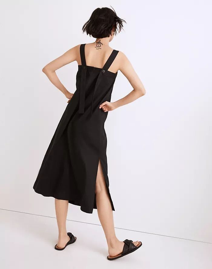 Madewell NWT Linen-Cotton Princess-Seamed Midi Dress $110 X-LARGE Size XL / US 12-14 / IT 48-50 - 2 Thumbnail