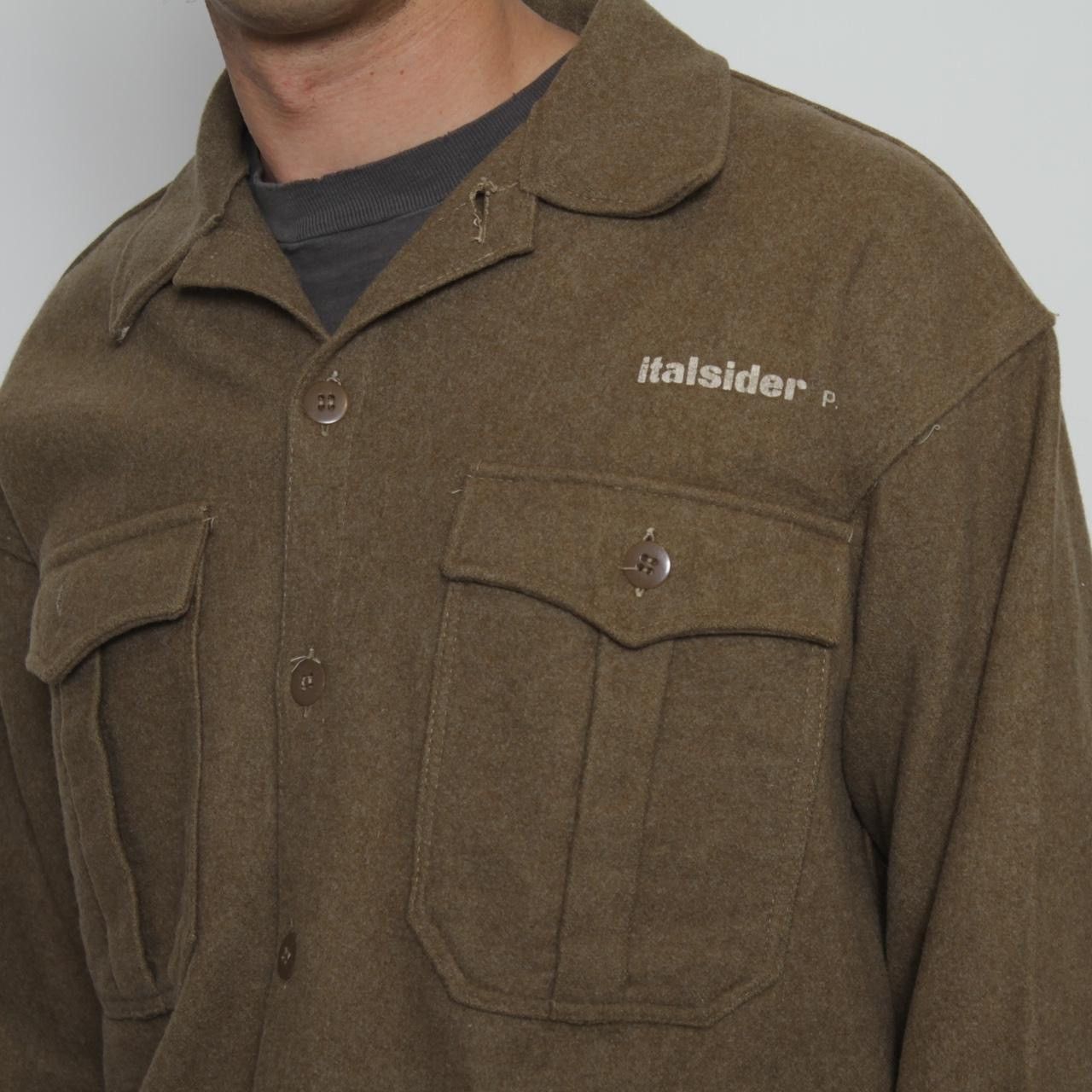 Vintage GREEN HEAVY WOOL BUTTONUP SHIRT WITH ITALSIDER GRAPHIC Size US XL / EU 56 / 4 - 5 Thumbnail