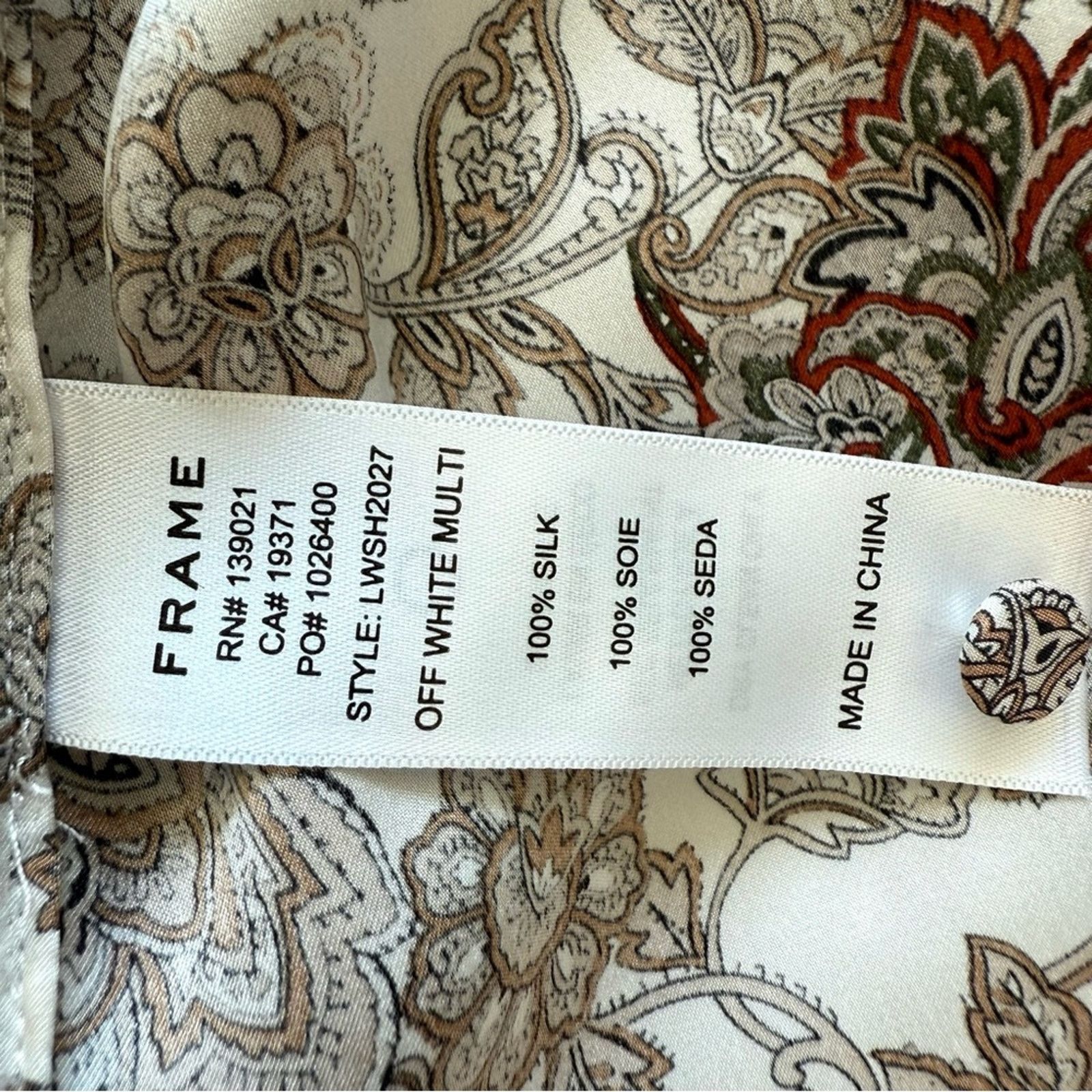 Other NEW!! FRAME silk blouse size S/P Retail 340$ Size S / US 4 / IT 40 - 6 Thumbnail