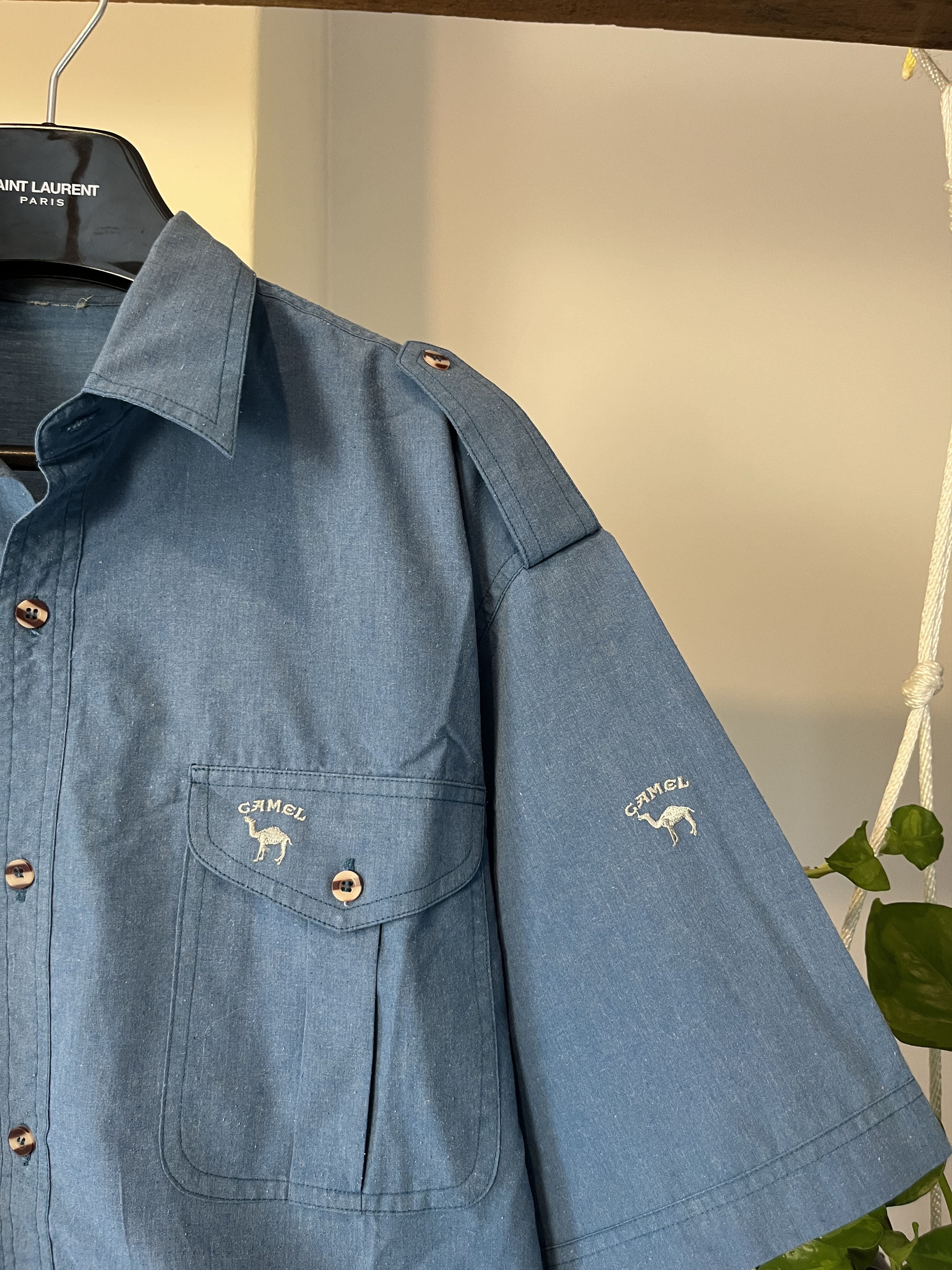 Camel × Vintage 90s Vintage Cotton & Linen Blue Shirt Size US XL / EU 56 / 4 - 3 Thumbnail