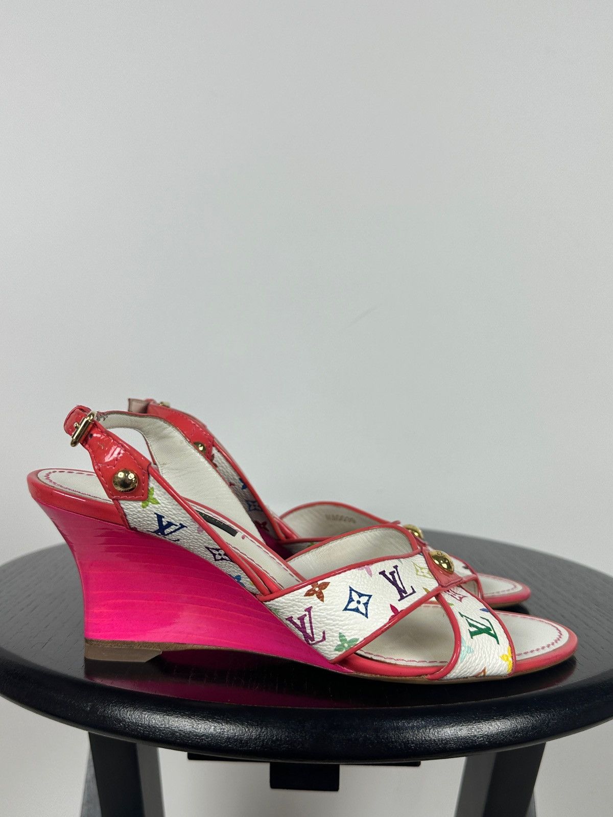 Louis Vuitton × Takashi Murakami 2009 Vintage Louis Vuitton x Takashi Murakami Wedge Sandal Size US 4.5 / IT 34.5 - 10 Thumbnail
