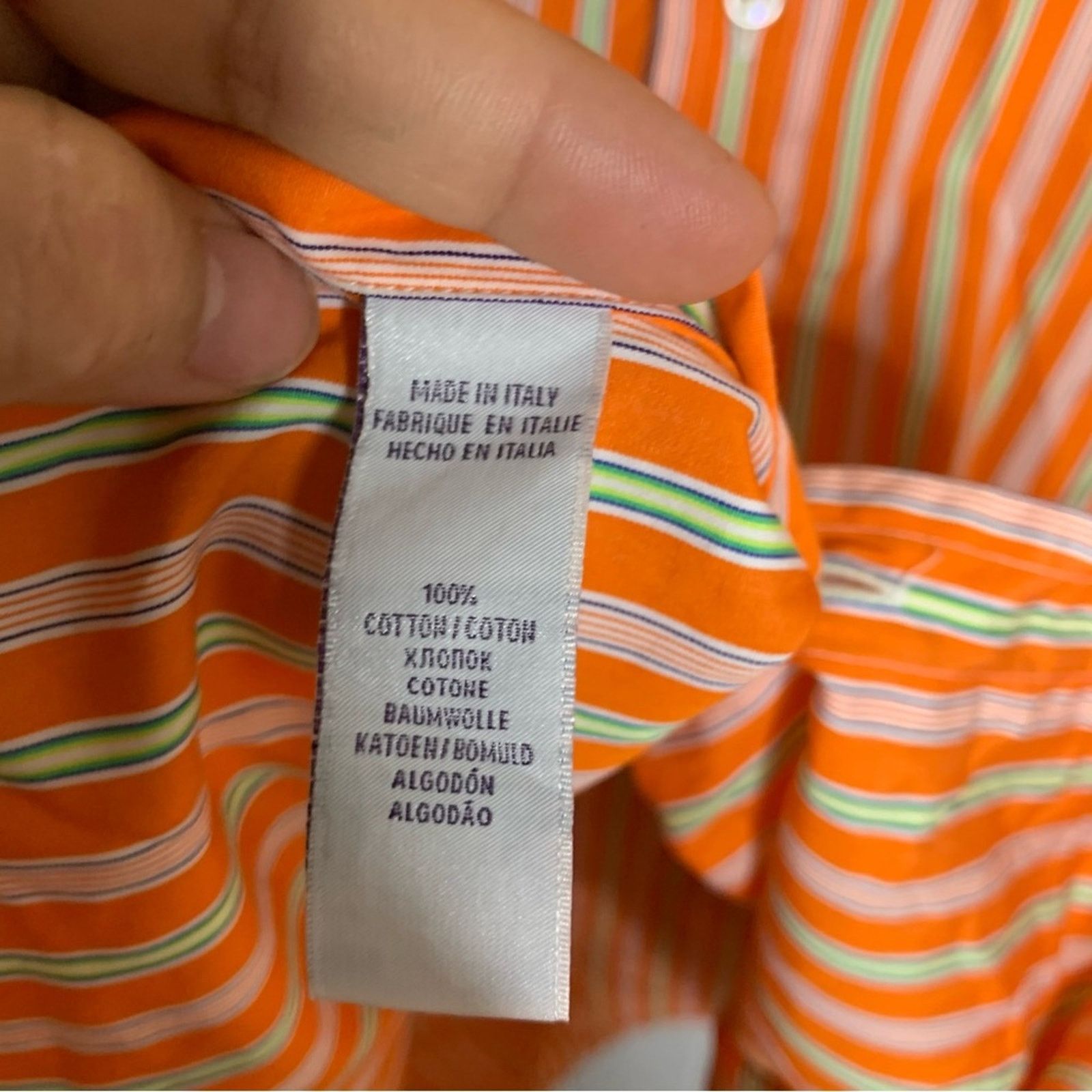Ralph Lauren Purple Label Ralph Lauren purple label Italy striped orange button shirt Size US XL / EU 56 / 4 - 3 Thumbnail