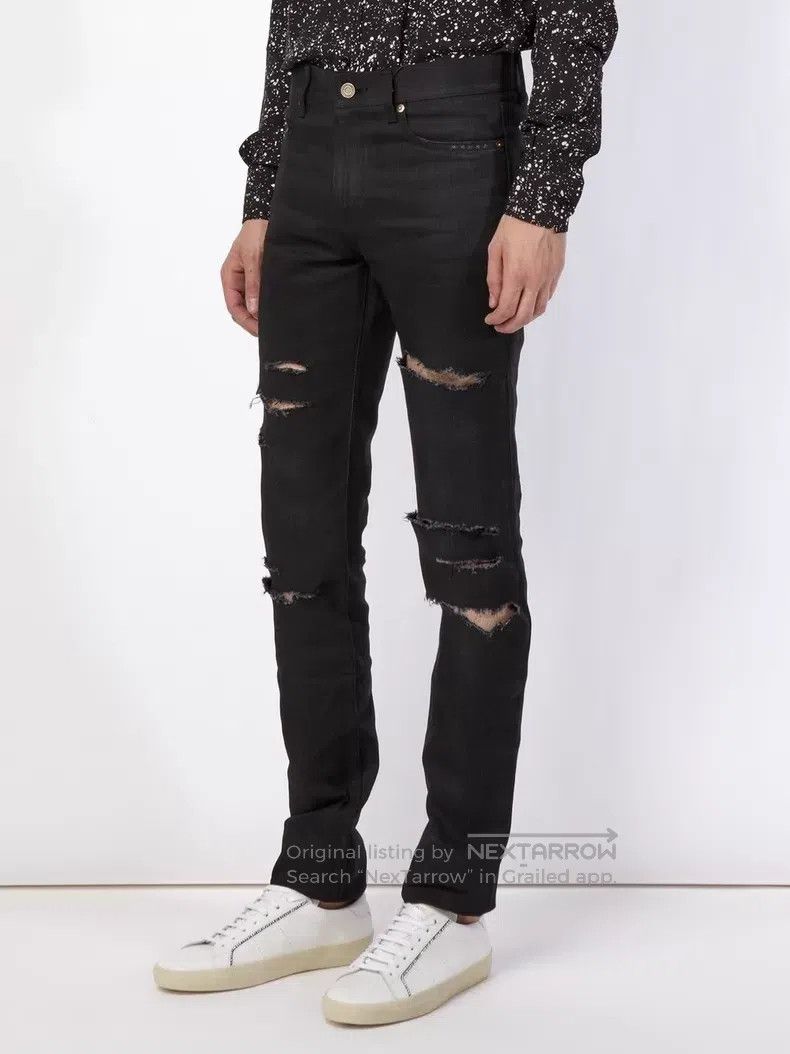 Saint Laurent Paris Saint Laurent Paris Coated Wax Cracked Destroyed Denim Pan Size US 30 / EU 46 - 9 Thumbnail