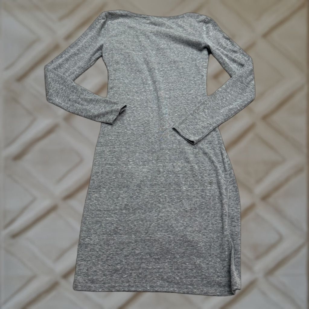 Vintage Leith Bodycon Mini dress Womens M Gray Long Sleeve Ruched Asymmetric Tulip Short Vintage No Size M / US 6-8 / IT 42-44 - 1 Thumbnail