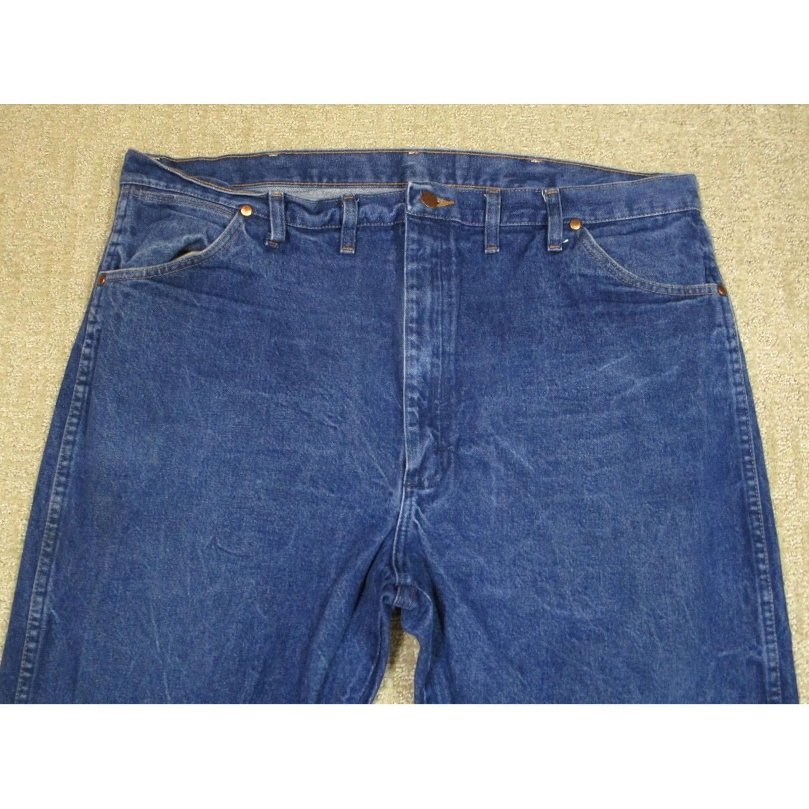 Wrangler Wrangler Jeans Men Cowboy Cut Original Fit Blue Dark Wash 44x32 Western Pants Size US 44 / EU 60 - 2 Thumbnail