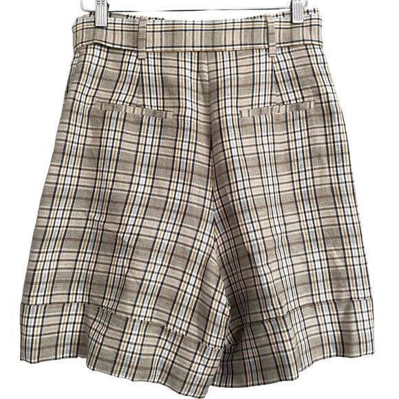 Massimo Dutti Massimo Dutti Plaid Linen Blend Bermuda Paperbag Shorts - 8 Size 30" / US 8 / IT 44 - 9 Thumbnail