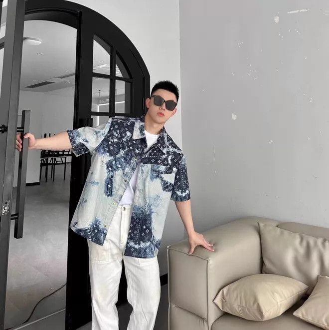 Louis Vuitton LV Denim Shirt Jacket - Cashew TieDye Full Logo XS Size US XS / EU 42 / 0 - 6 Thumbnail
