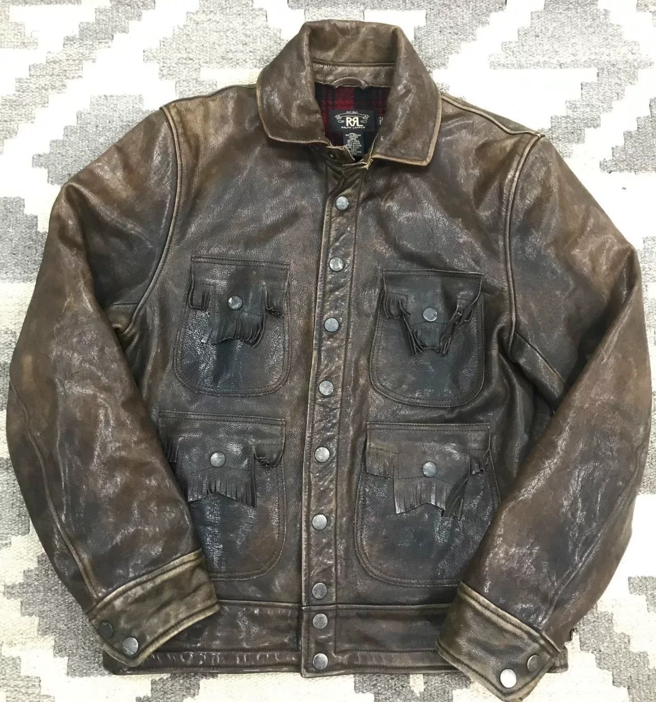 RRL Ralph Lauren RRL Distressed Cowhide Hunting Leather Jacket Size US M / EU 48-50 / 2 - 1 Thumbnail