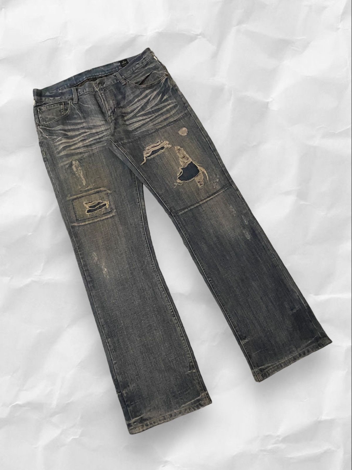 Vintage Semantic Design Grunge Union Jack Wash Distressed Denim