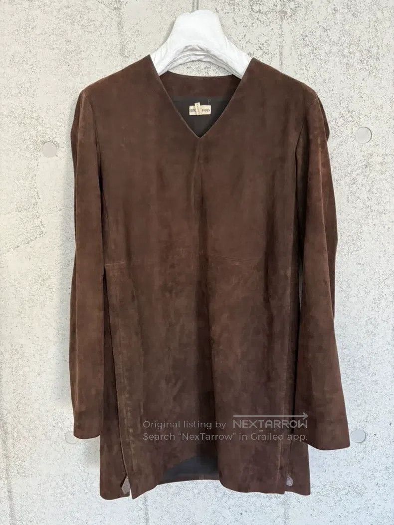 Hermes Hermes Dark brown suede Semi-Vause shirt Size M / US 6-8 / IT 42-44 - 1 Thumbnail