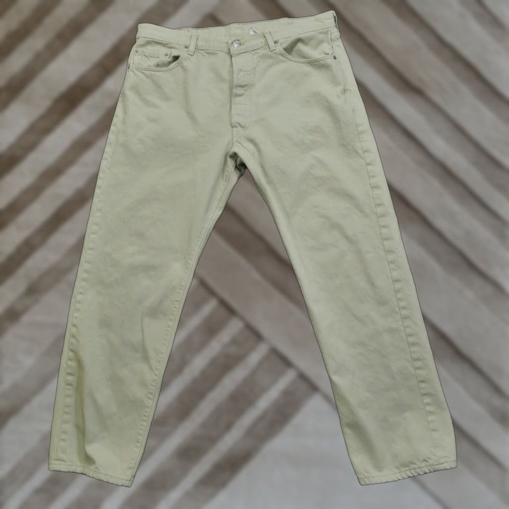 Levi's VINTAGE Levi's 501 Jeans Mens 38x30 Tan Khaki Button Fly Denim Straight Grunge 90s Pockets Distressed Mens Size US 37 - 1 Thumbnail