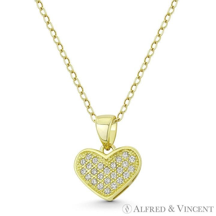 Other Heart CZ Crystal Pave Pendant in .925 Sterling Silver Size ONE SIZE - 1 Preview