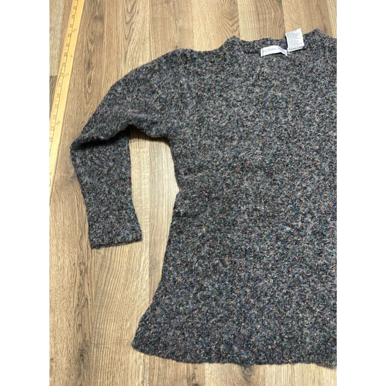 Vintage Victoria Jones Sweater Women's Small Gray Wool Blend Pullover Casual Knit Pullover Size S / US 4 / IT 40 - 3 Thumbnail