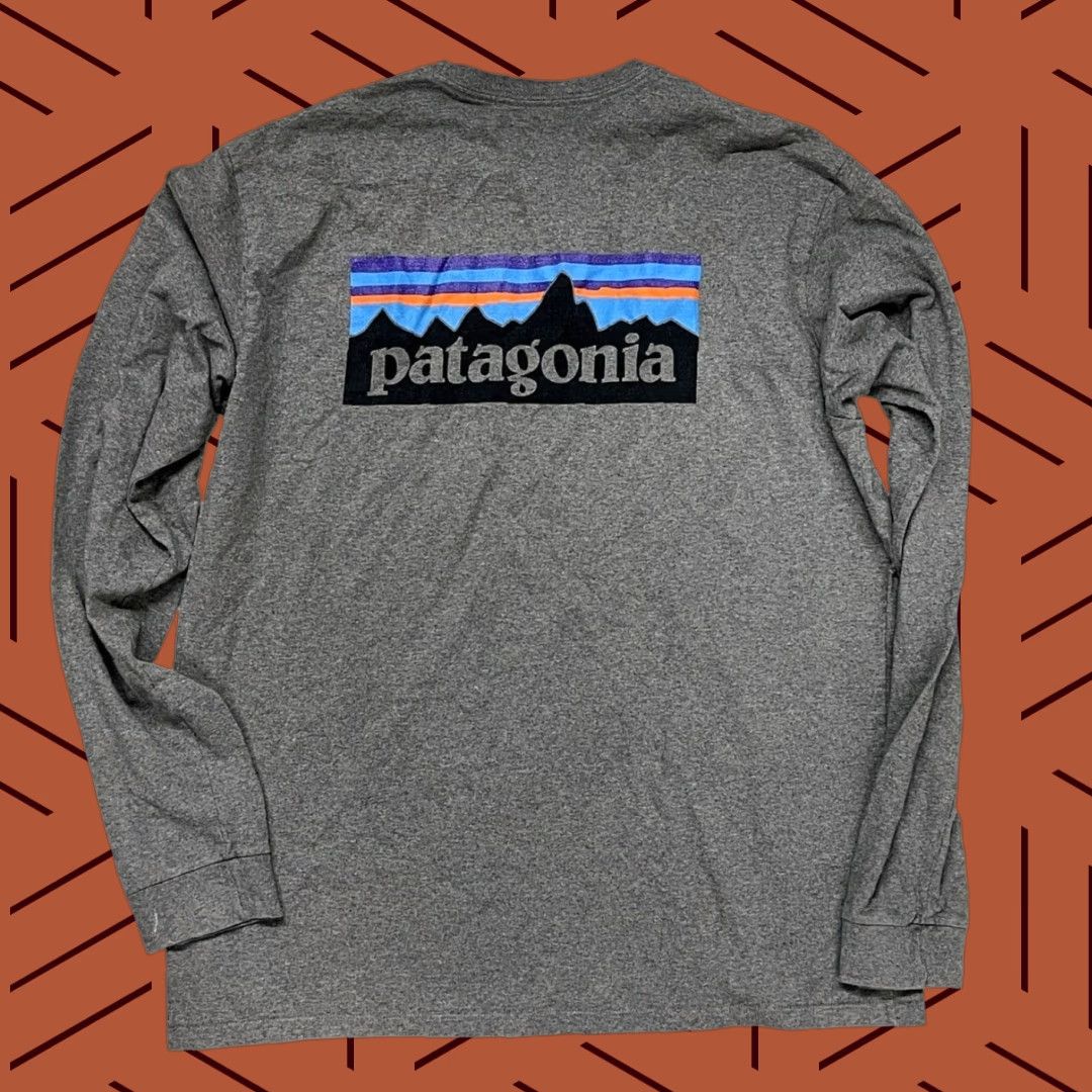 Patagonia VINTAGE Patagonia P-6 Back Logo Responibili-Tee Long Sleeve Shirt M Gray Size US M / EU 48-50 / 2 - 1 Thumbnail