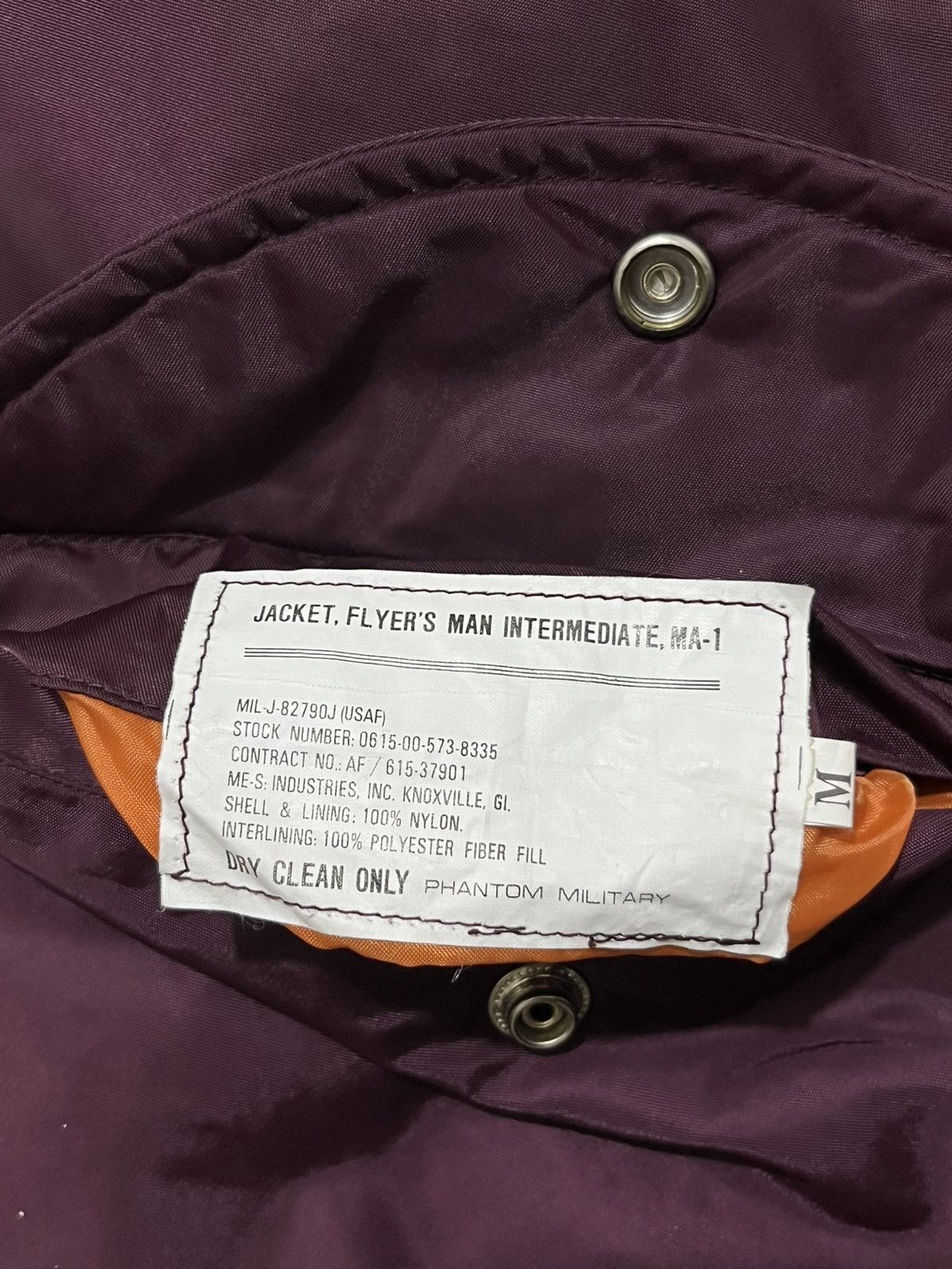Other Phantom Military MA-1 Reversible Bomber Maroon Orange Size US XL / EU 56 / 4 - 7 Thumbnail