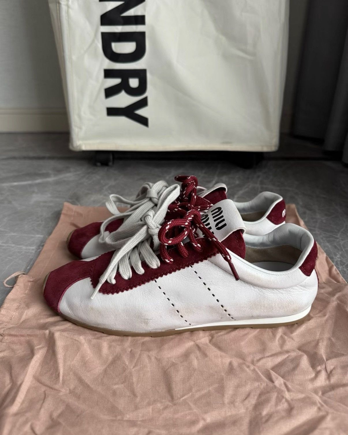 Miu Miu MiuMiu 25SS Red Suede Low-Top German Trainer K6 Size US 6.5 / IT 36.5 - 1 Thumbnail
