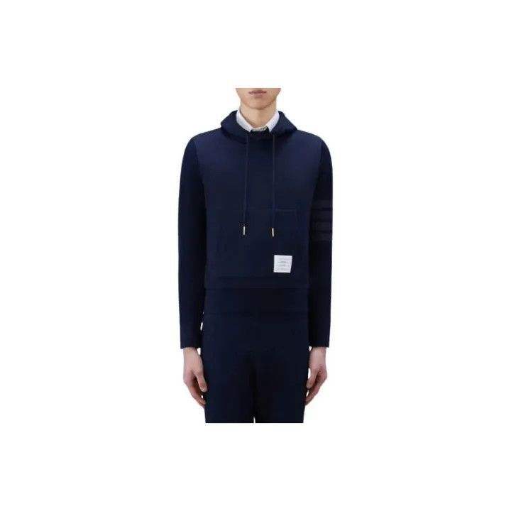 Thom Browne Thom Browne Navy Blue Hoodie with Stripes -2507 Size US S / EU 44-46 / 1 - 7 Thumbnail