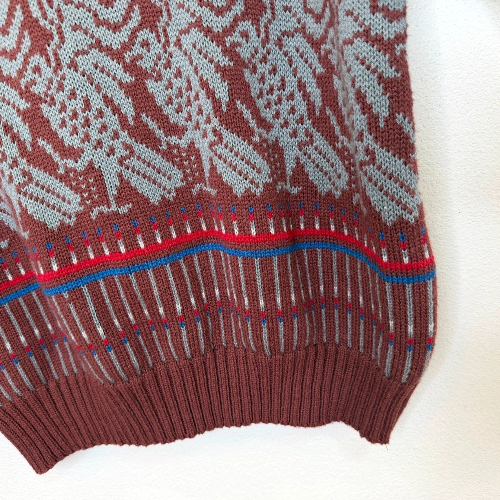 Wrangler VINTAGE Wrangler Sweater Mens Large Burgundy Geometric Pattern Western Graphic Print Crew Neck Knitted Pullover Long Sleeve Fall Winter Casual Mens Size US M / EU 48-50 / 2 - 5 Thumbnail