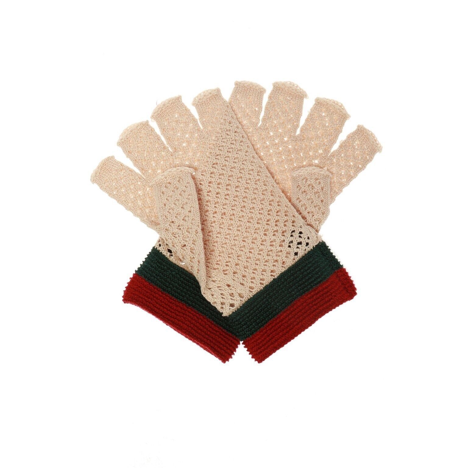 Gucci NEW GUCCI GLOVES CROCHET S 576242 Fingerless Web Red Green Size ONE SIZE - 1 Thumbnail