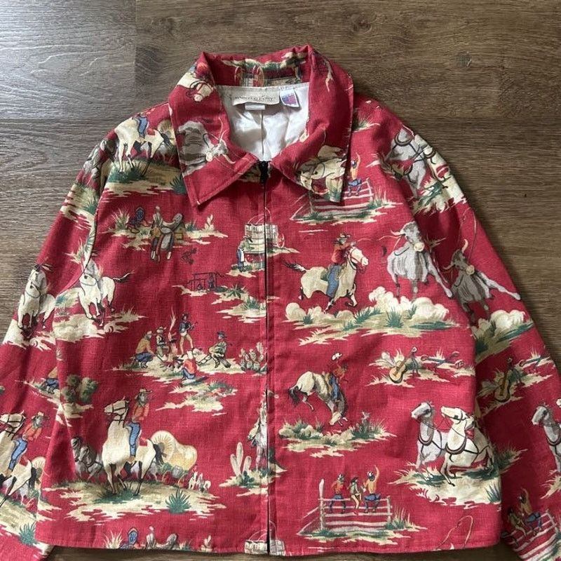 Vintage 70/80s Painted Pony Cotton Zip Up Jacket Size US XL / EU 56 / 4 - 2 Thumbnail