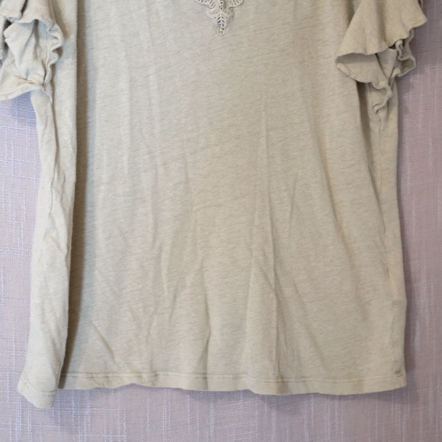Ralph Lauren Lauren Ralph Lauren Crochet Lace V-Neck Top Womens M Green Linen/Viscose Shirt Knit Casual Slim Short Sleeve T-Shirt 90s Style Womens M Size M / US 6-8 / IT 42-44 - 4 Thumbnail