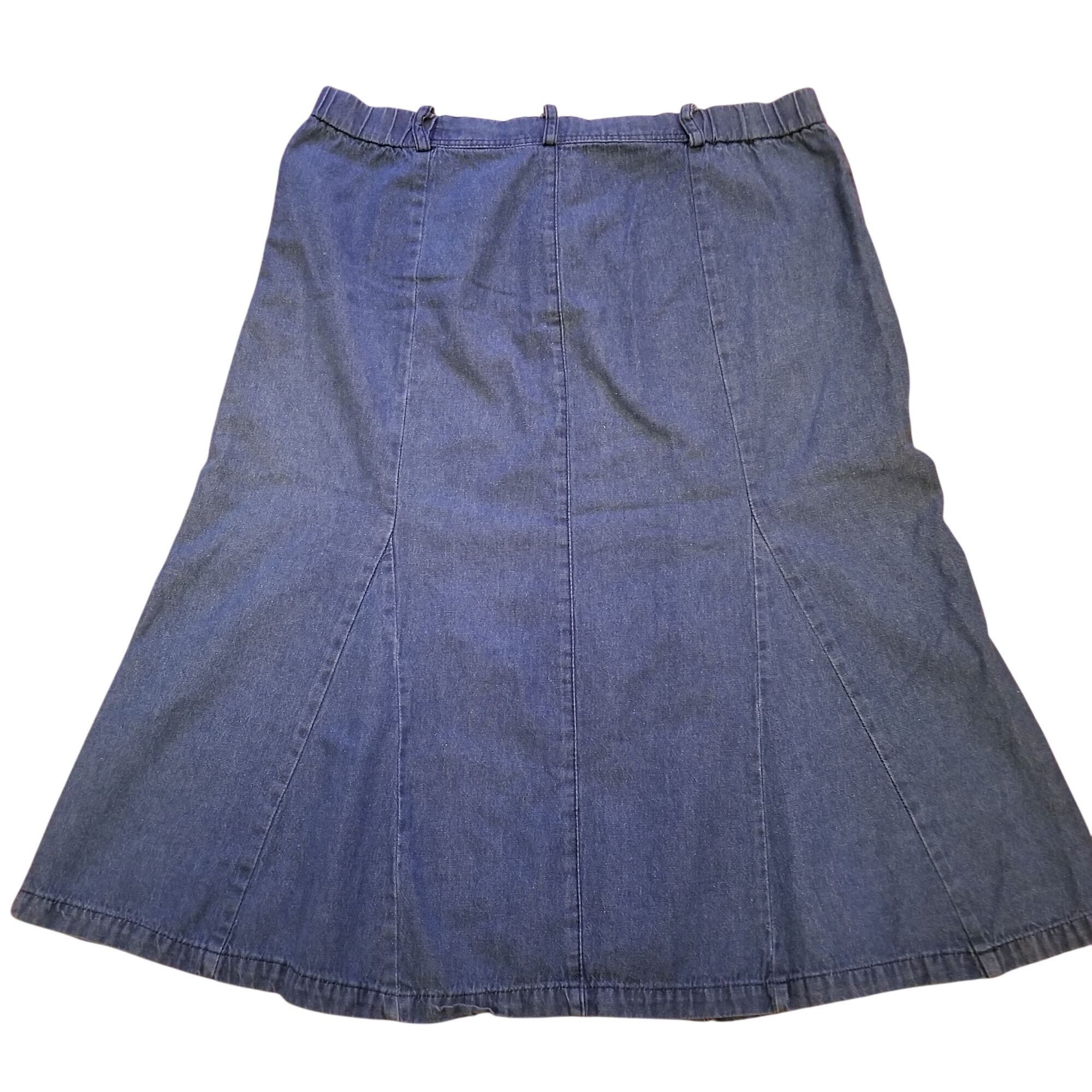 Other Southern Lady 14 Blue Jean Denim Skirt Stretch Waist Pockets Size 36" / US 14 / IT 50 - 4 Thumbnail