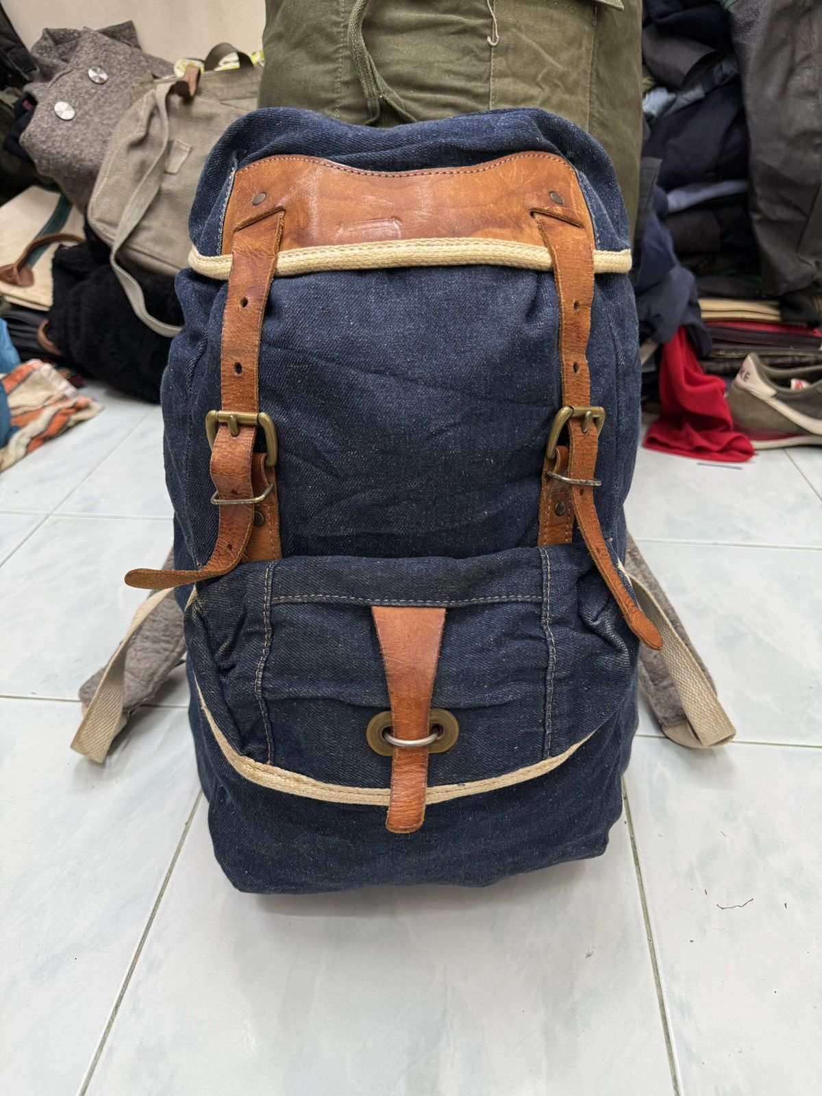 🔥🔥🔥ARCHIVE OVERLAND DENIM LEATHER BAGPACK
