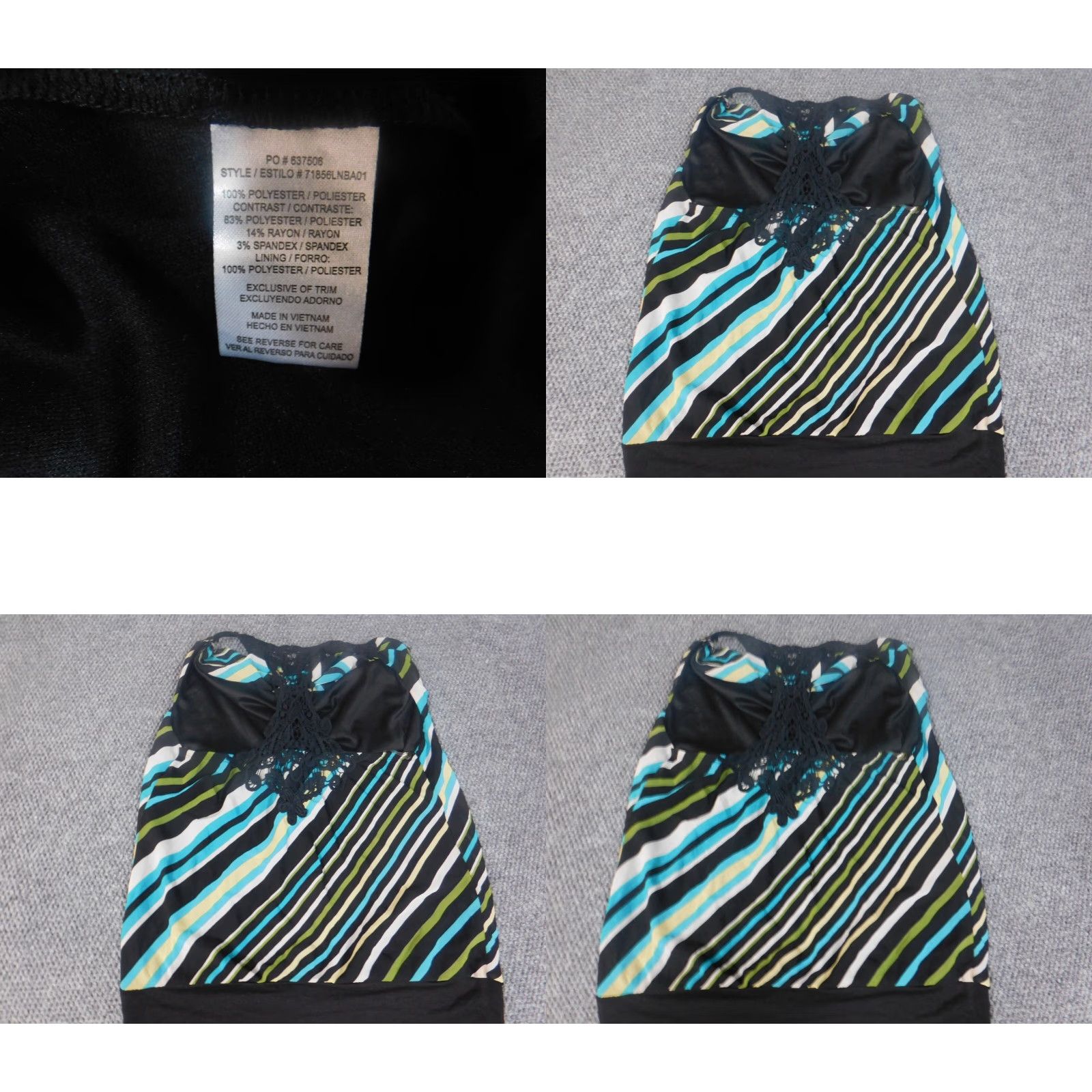 Vintage HeartSoul Blouse 1X Plus Womens Green Striped Pullover Stretch Crew Neck Casual Sleeveless Polyester Rayon Button Basic Classic Modern Style Size XL / US 12-14 / IT 48-50 - 8 Thumbnail