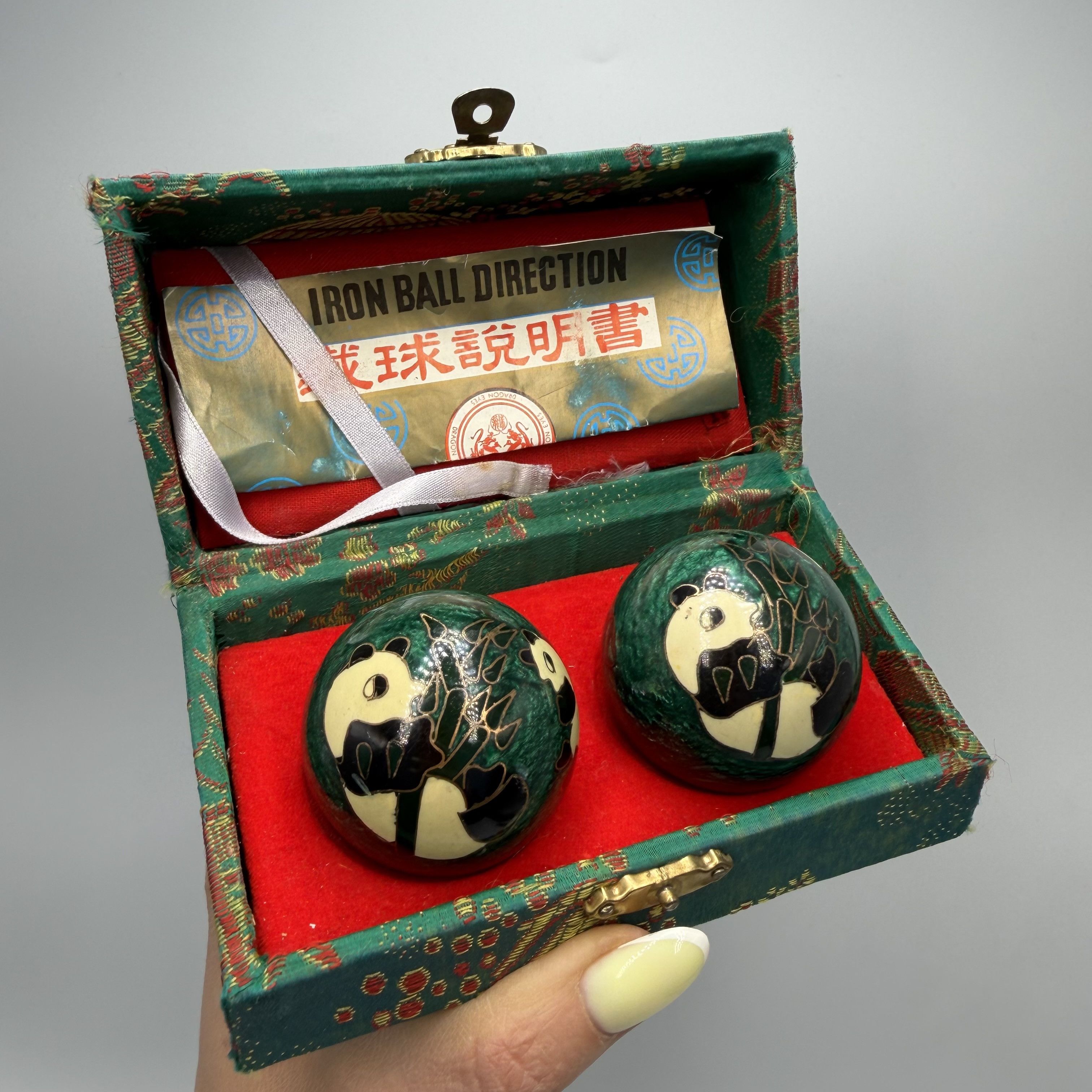 Vintage Vintage Chinese Baoding Balls Panda Bamboo Enamel Steel Set Size ONE SIZE - 1 Thumbnail