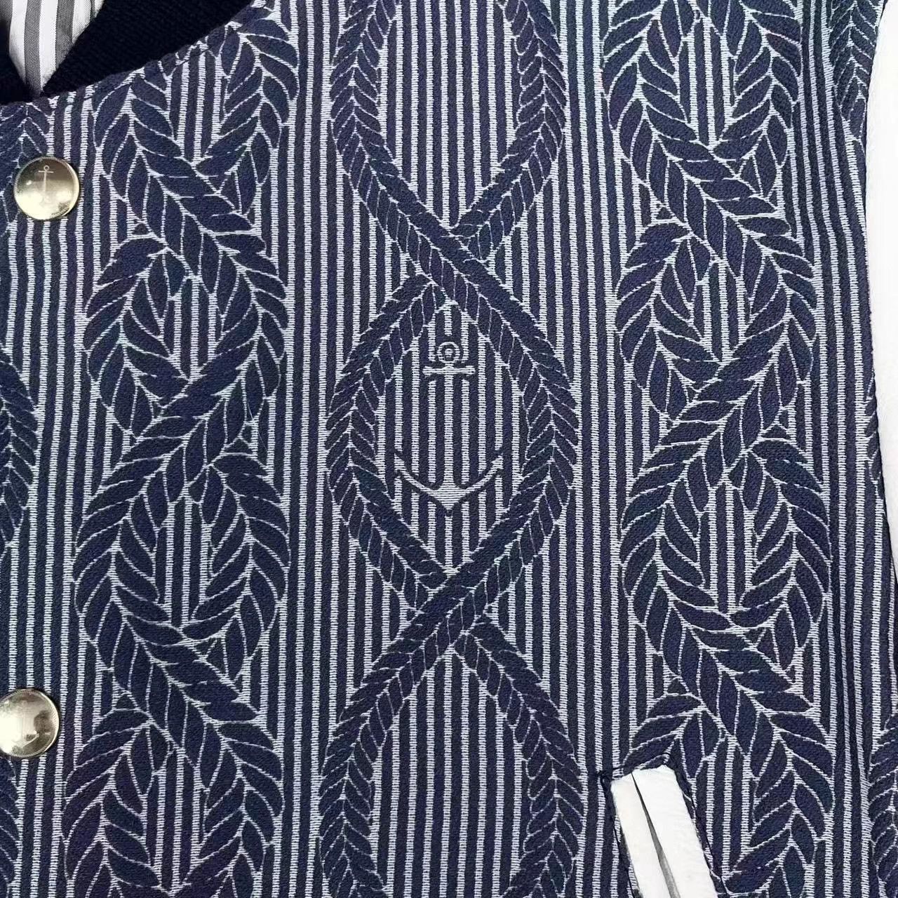 Thom Browne Thom Browne Anchor Stripe Logo Leather Snap Baseball Jkt 1 Size US S / EU 44-46 / 1 - 4 Thumbnail