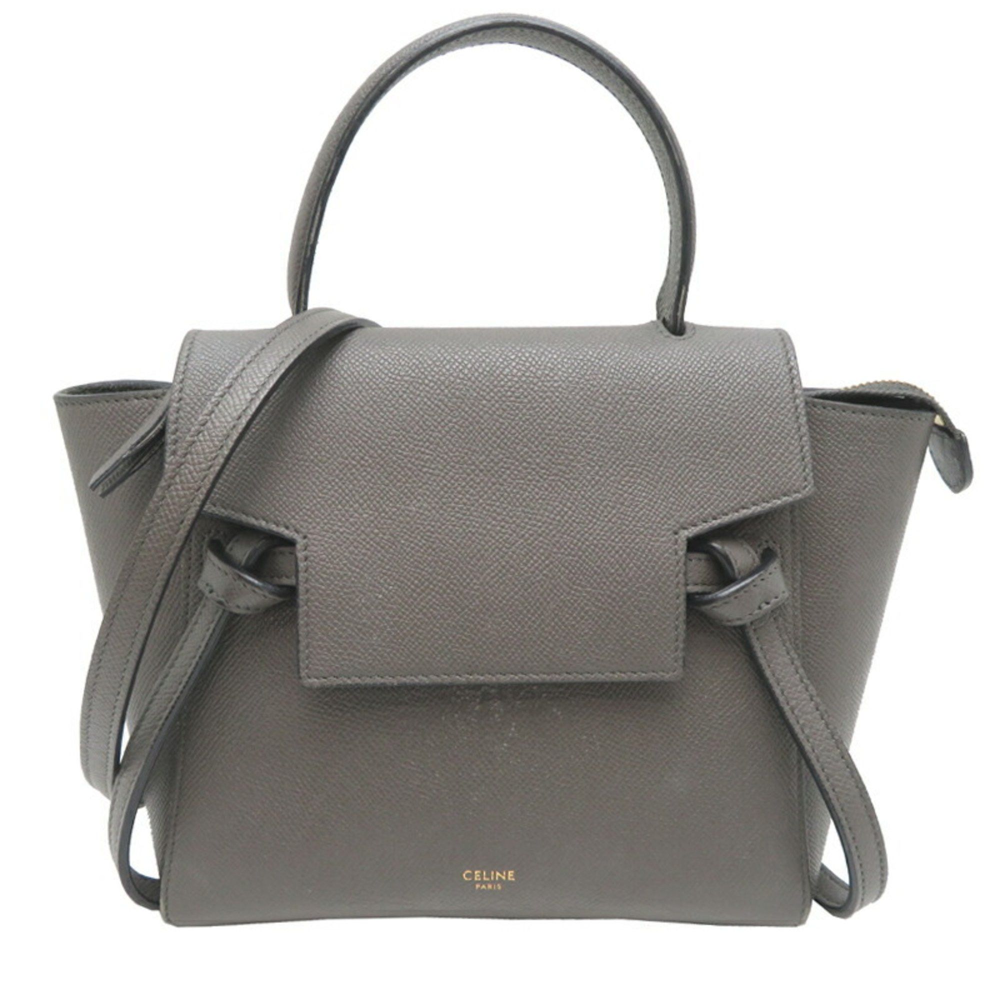 Celine Nano Belt Bag, Women's Handbag, 189003, Gray Leather