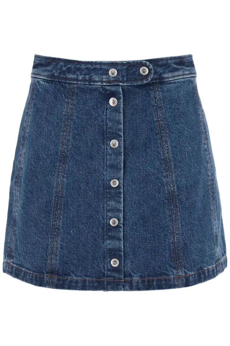 Image of A P C O1S22I1N0324 Denim Mini Skirt In Blue, Women's (Size 38)