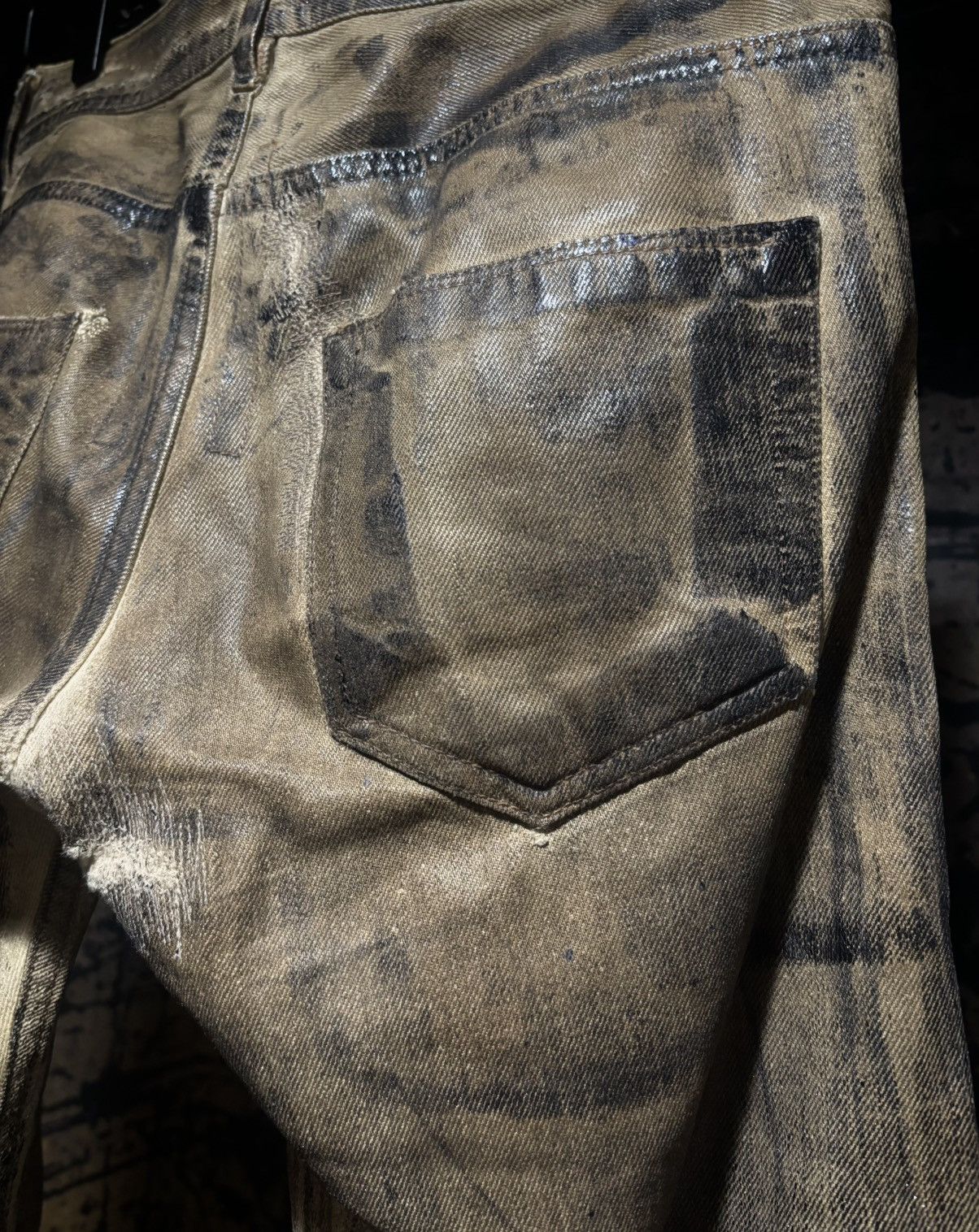 Rick Owens Rick Owens SS 2010 Cream Gravel Waxed Jeans Size US 29 - 5 Thumbnail