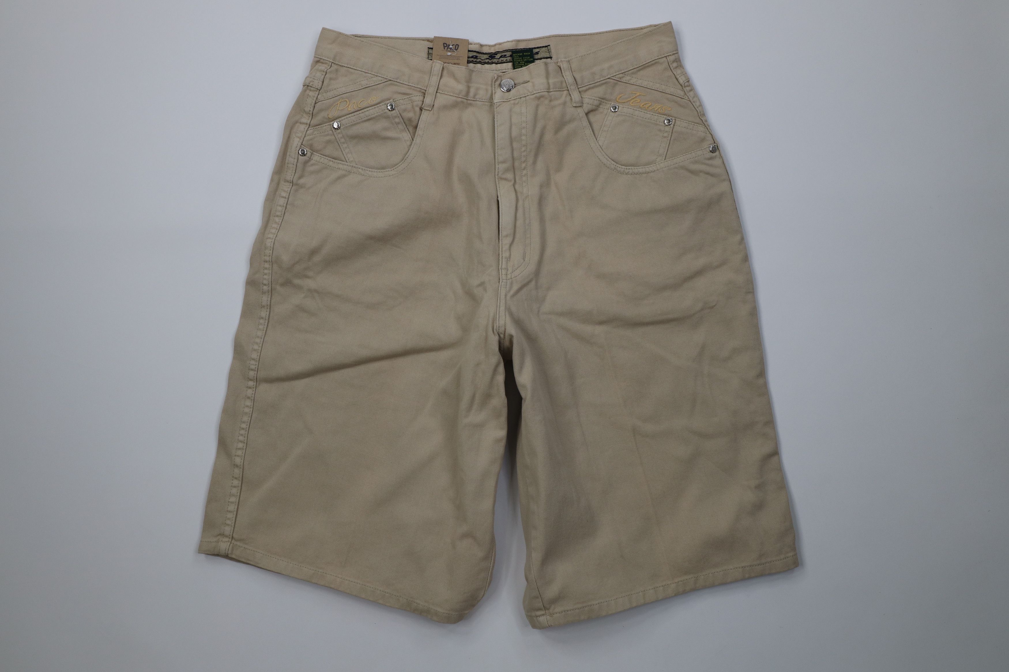 Deadstock Vintage 90s Paco Hip Hop Denim Jean Shorts Tan