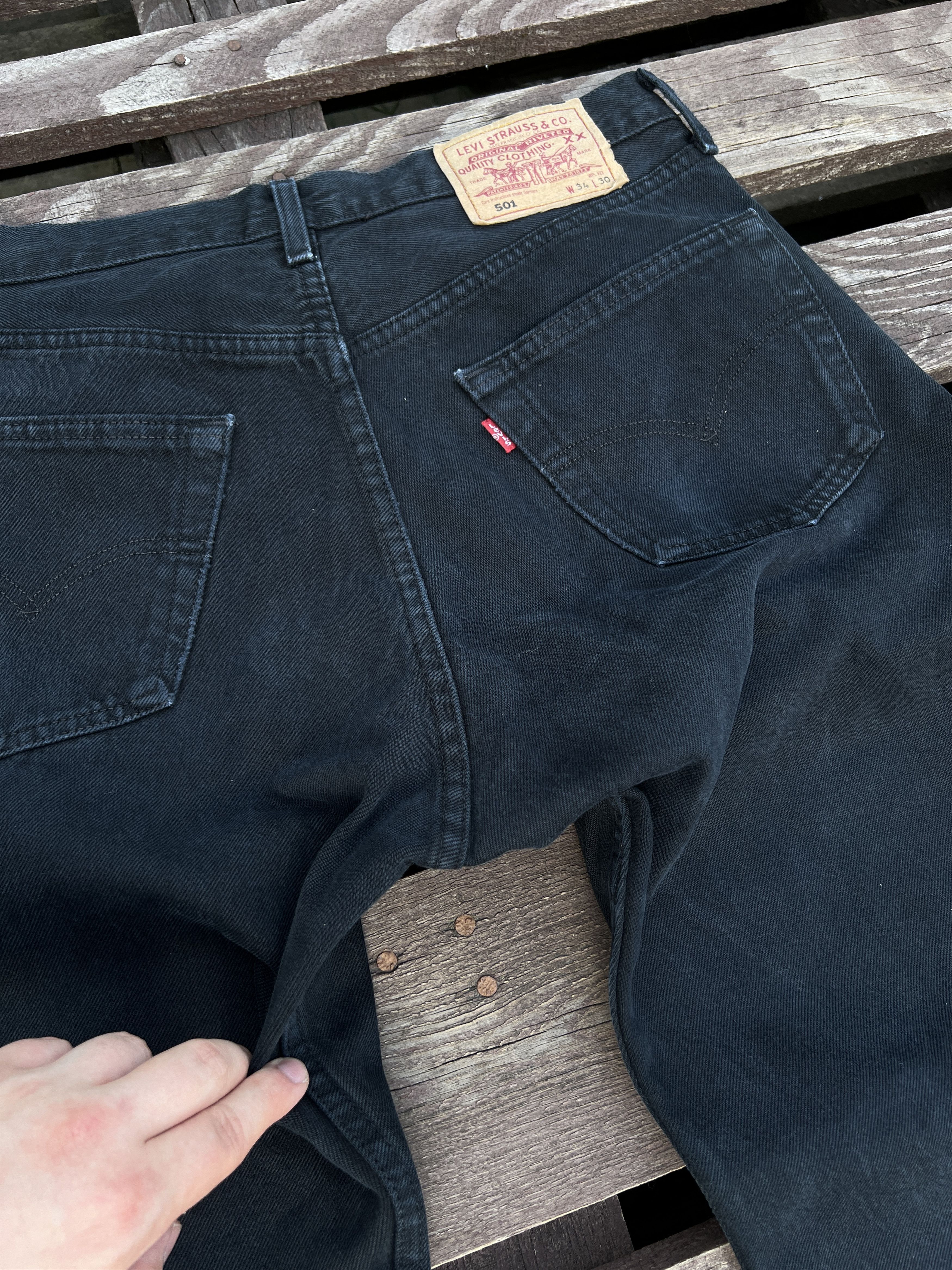 Levi's Vintage 90s Levis 501 Made in Hungary Black Denim Jeans Size US 34 / EU 50 - 5 Thumbnail