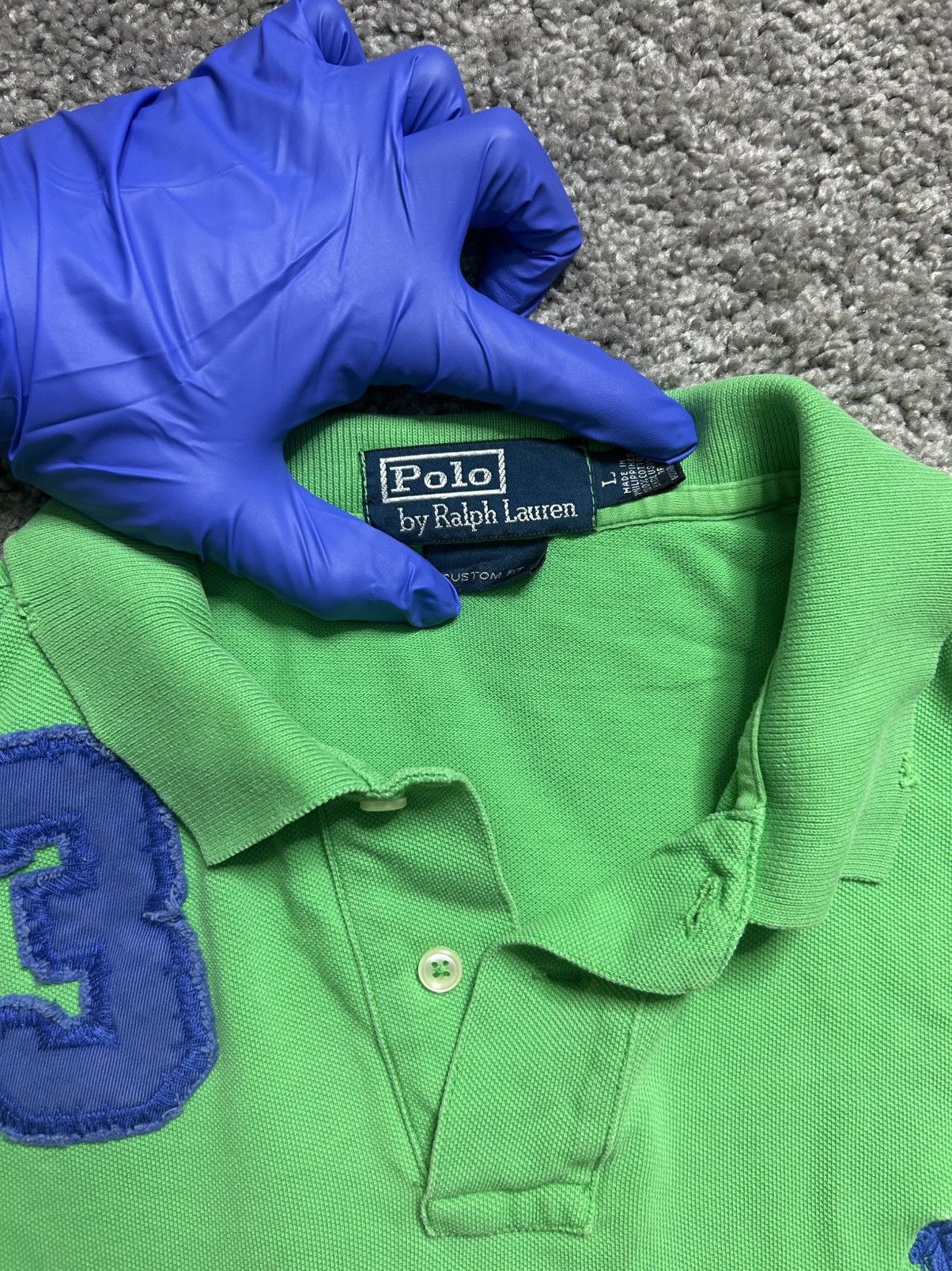 Polo Ralph Lauren Vintage 80s Polo Ralph Lauren Striped Green Yellow Distress Size US L / EU 52-54 / 3 - 3 Thumbnail