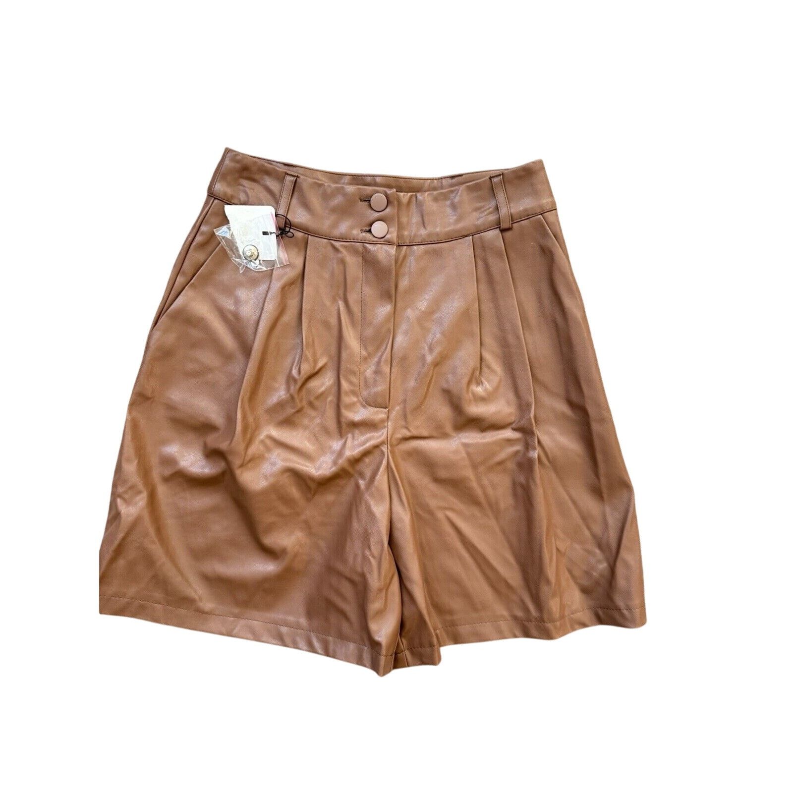 Other Brown Faux Lather High Waist Shorts NWT SIZE M/8 Size 30" / US 8 / IT 44 - 1 Thumbnail