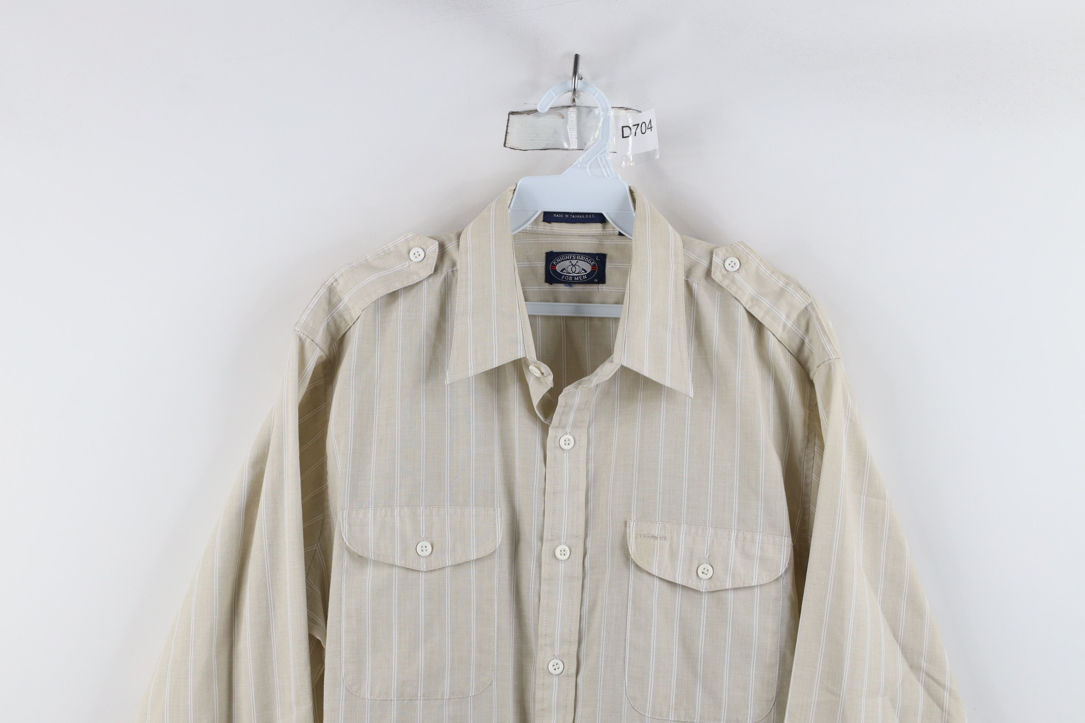 Vintage Vintage 70s Streetwear Striped Military Safari Button Shirt Size US L / EU 52-54 / 3 - 2 Thumbnail
