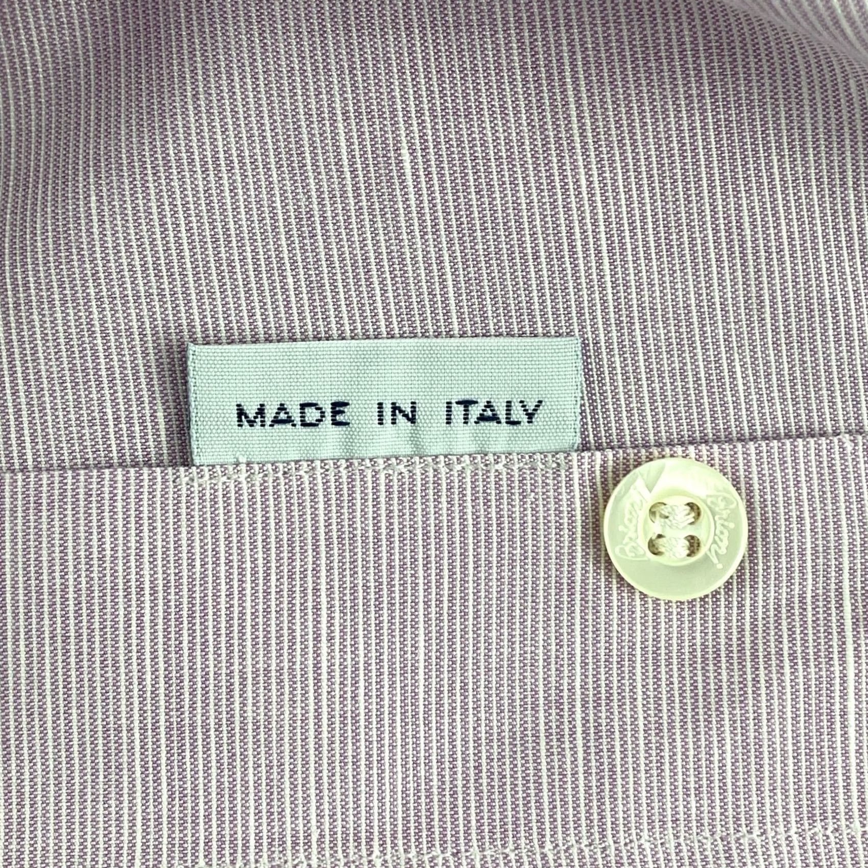 Brioni Brioni Shirt Men XL Lavender Linen Cotton Blend Long Sleeve Designer Made Italy Size US XL / EU 56 / 4 - 4 Thumbnail