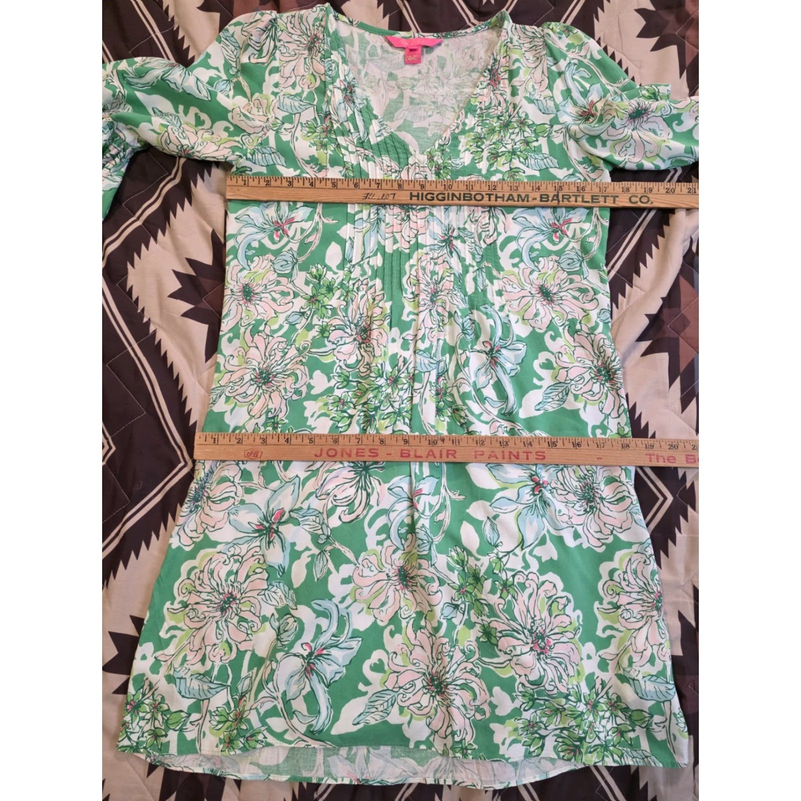 Lilly Pulitzer Lilly Pulitzer Danika 3/4 Sleeve Tunic Dress Spearmint Blossom Green Floral V-Neck Bell Sleeve Short Dress Women Size XXS / US 00 / IT 34 - 7 Thumbnail
