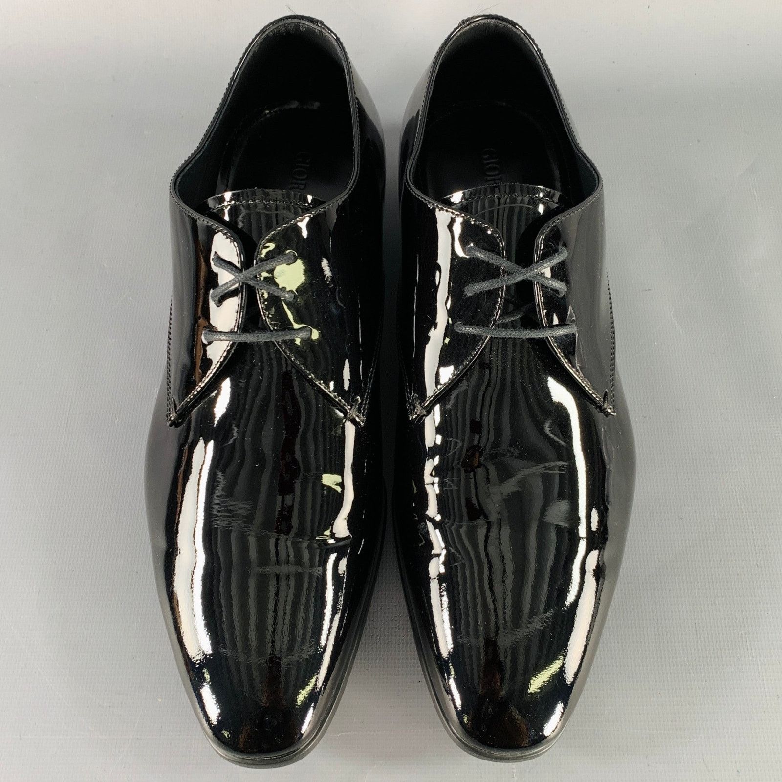 Giorgio Armani Size 6 Black Patent Leather Derby Lace-Up Shoes Size US 6 / EU 39 - 4 Thumbnail
