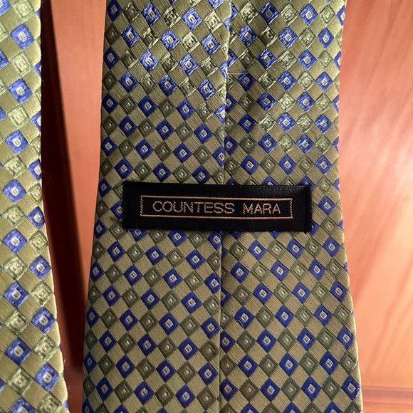 Countess Mara Countess Mara Men's 100% Silk Neck Tie green blue Size ONE SIZE - 3 Thumbnail