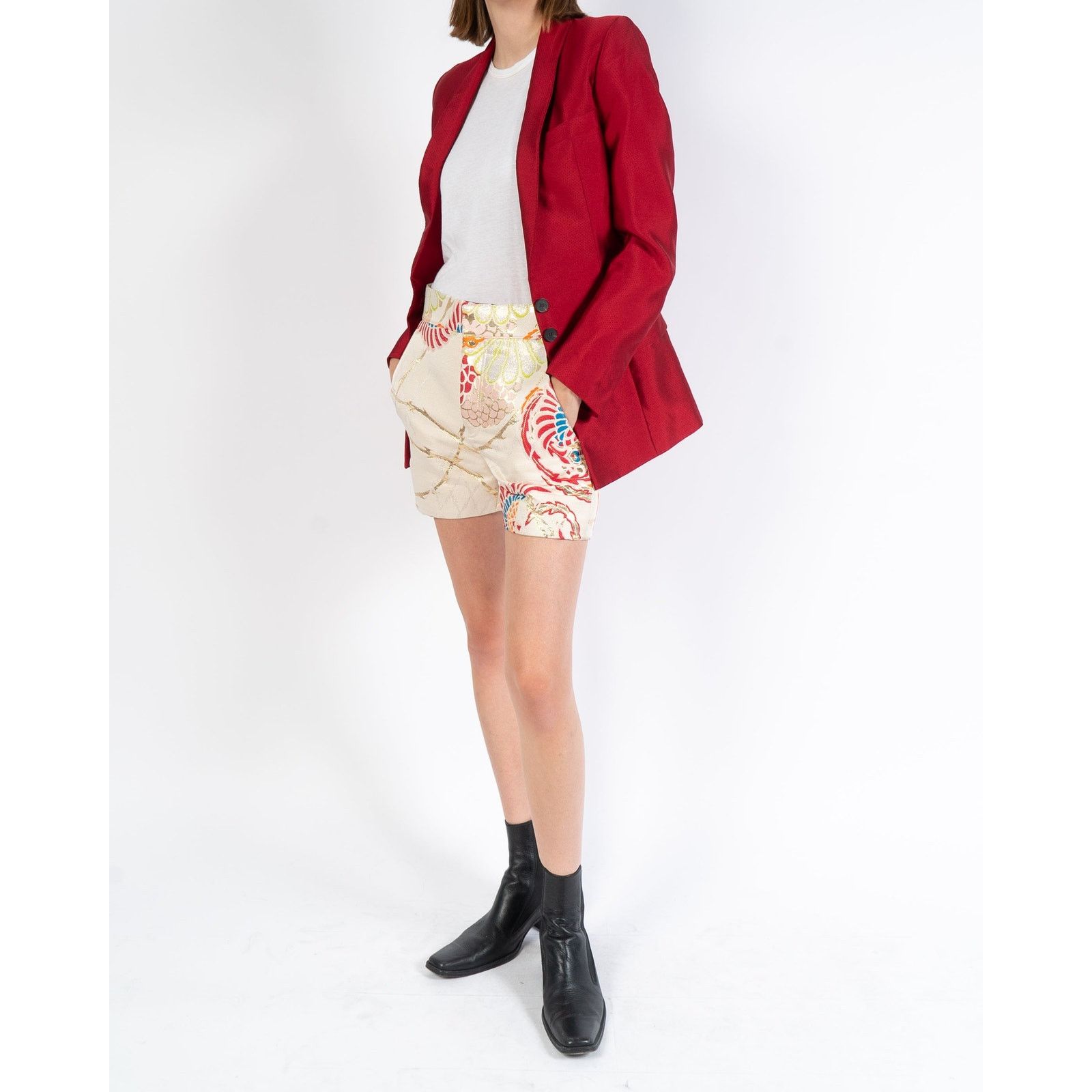Haider Ackermann SS18 Hourglass Blazer in Red Silk Size S / US 4 / IT 40 - 3 Thumbnail