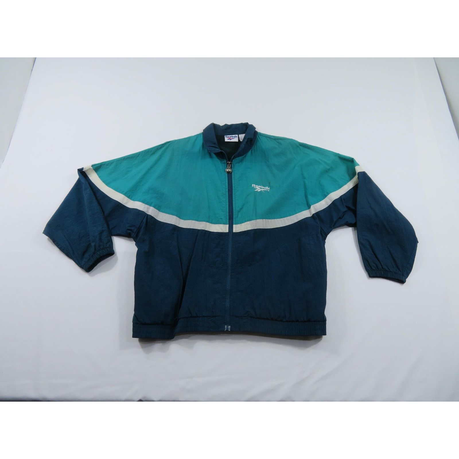 Reebok Reebok Windbreaker Blue Green White zip up Jacket Sz L 1990s Size US L / EU 52-54 / 3 - 1 Thumbnail